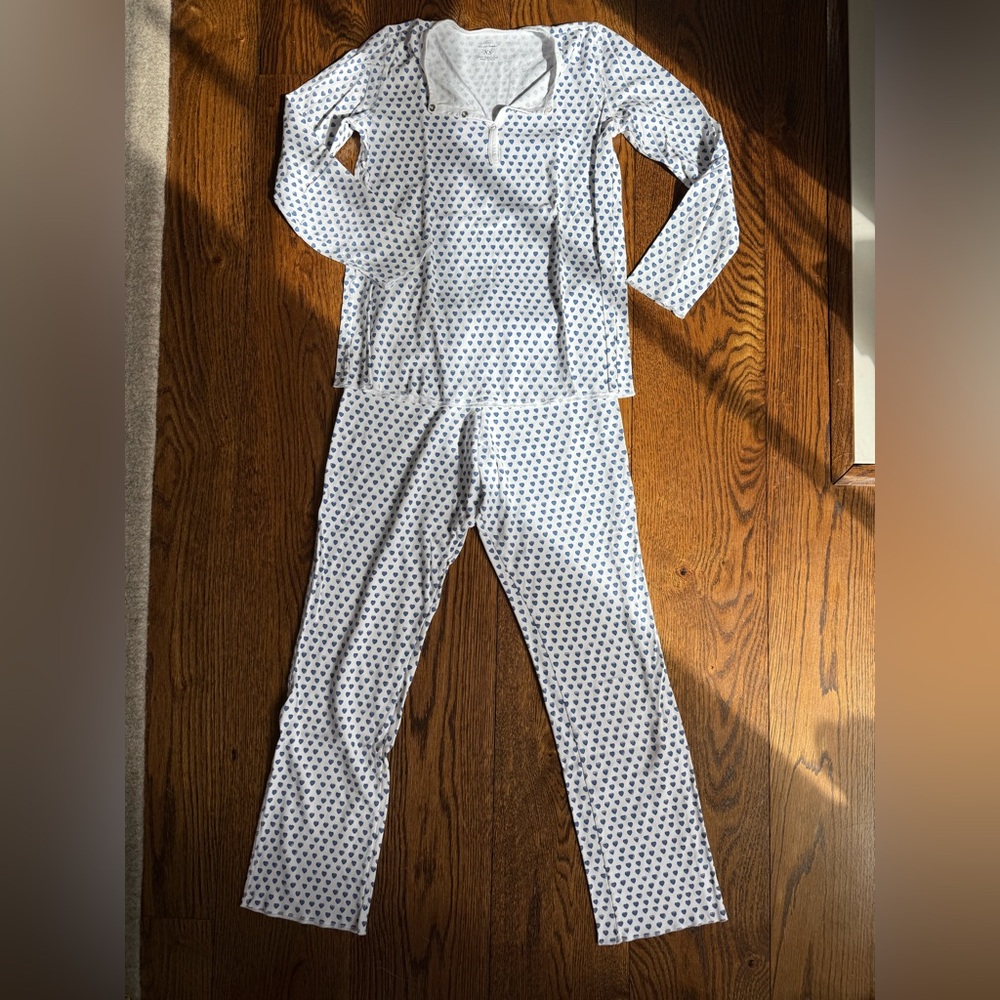 Roller Rabbit White and Blue Heart Pajama Set